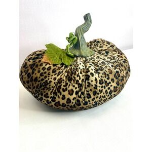 Leopard Print Plush Pumpkin Home Decor Fall Halloween Animal Print Velvet Accent